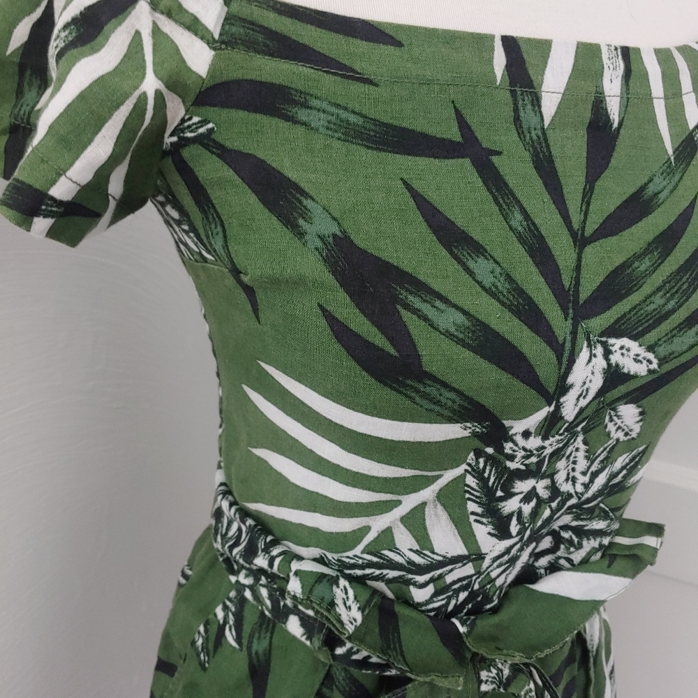 GUESS Fulton Romper Black and Green Leaf Print - Size 0 - Picture 3 of 7
